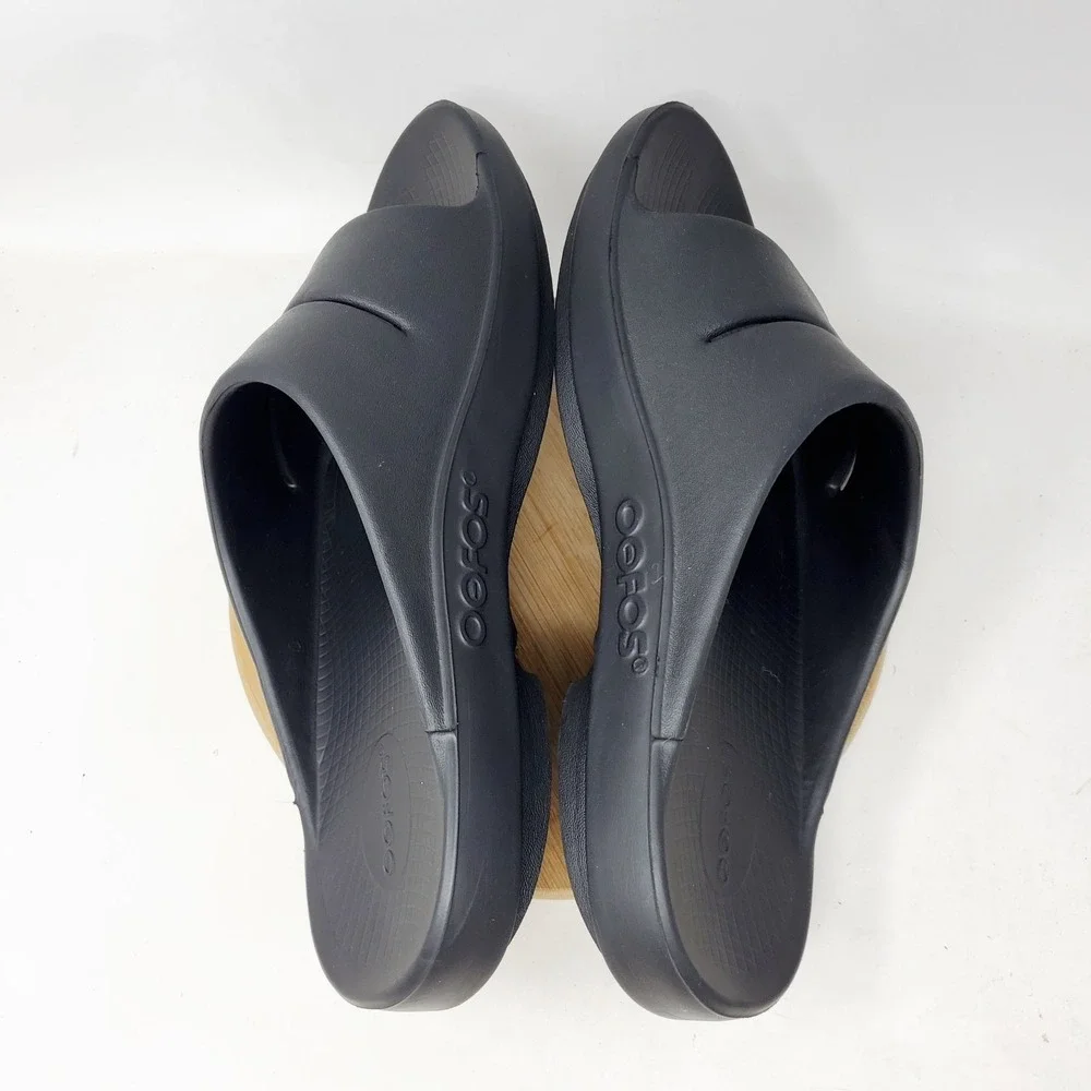Oofos Sandals Mens 11 Ooahh Black Slide Recovery Sport Pool Beach Slip On Shoes